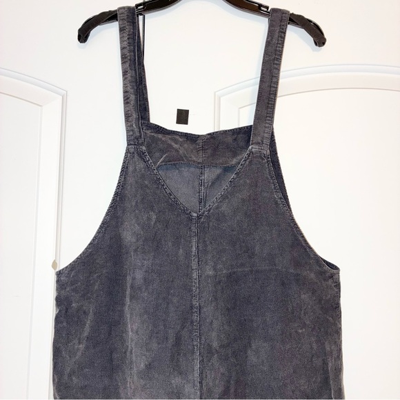 Zara Women’s Gray Corduroy Overalls Jumpsuit Wide Leg Button Straps Small - Picture 4 of 10